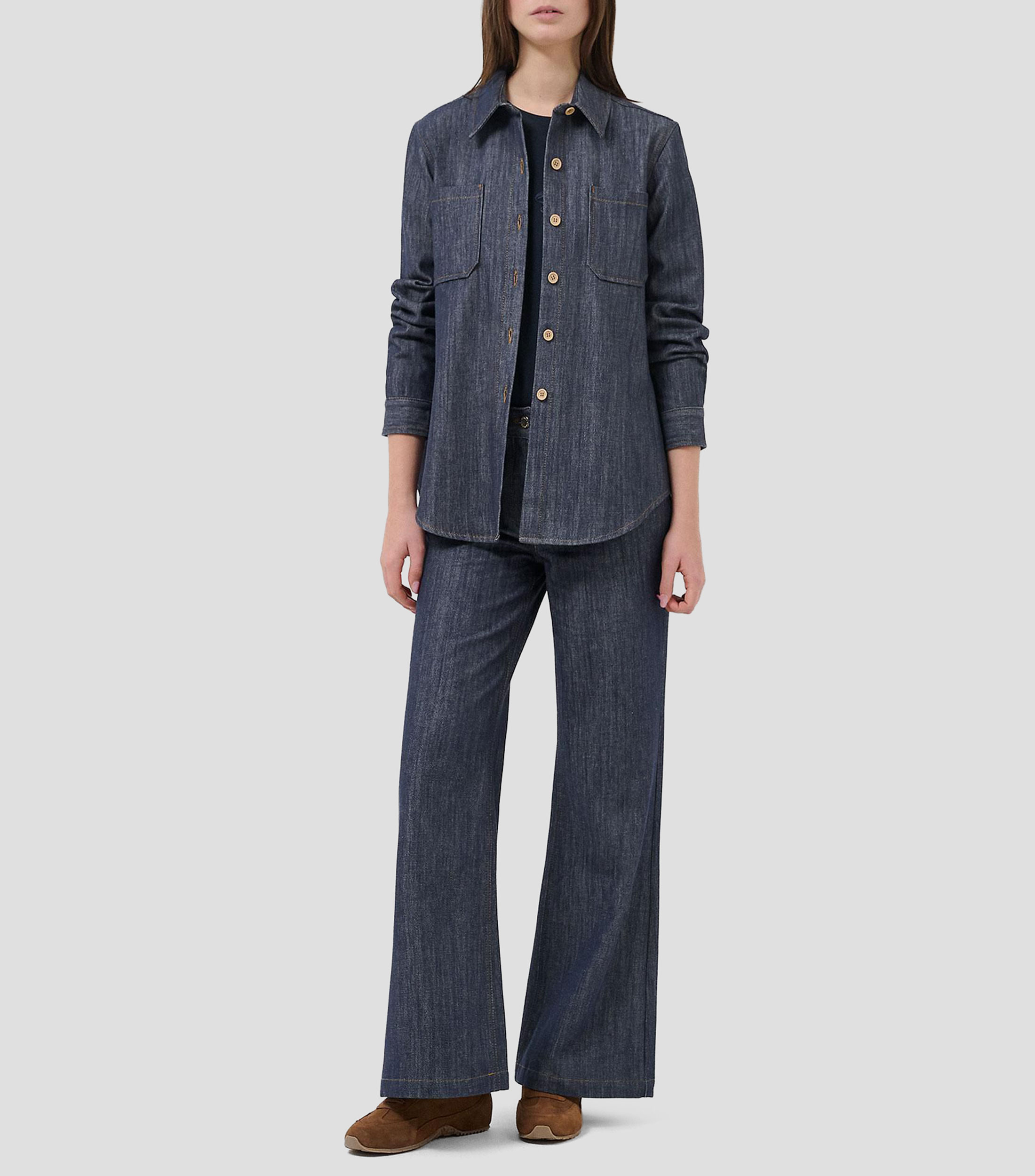 Camisa jaspeada manga larga Mujer